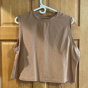 A New Day Brown Sleeveless Muscle Tee Crop